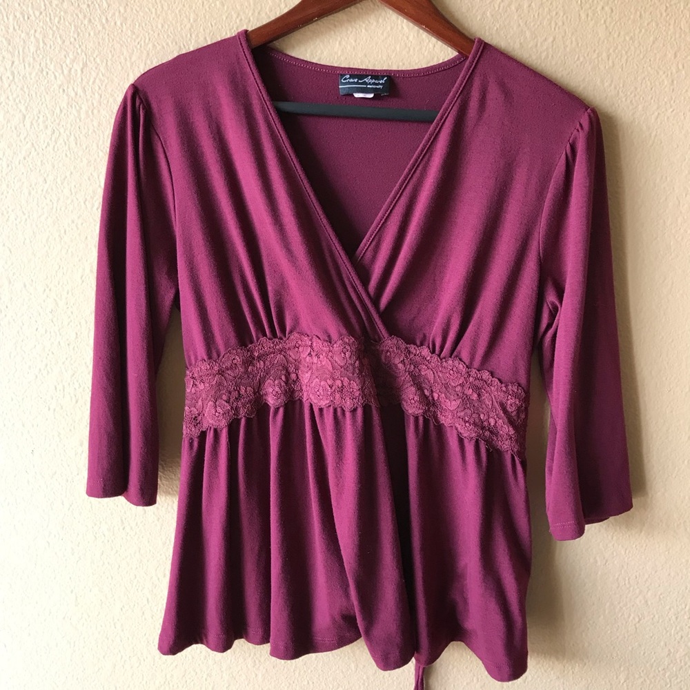 Pink Maternity top with lace detail